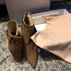 Stuart Weitzman, Tieback Block Bootie (Women). Size 10 (M). Cappuccino. NWT.